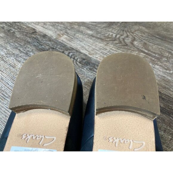 Clarks Cushion Pure Tone Womens Sz 5.5M Black Leather Slip On Heel Loafers Flats - Picture 12 of 12